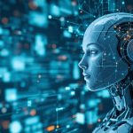AI-Powered Female Robot In A Digital Data Stream Backgrounds _ JPG Free Download - Pikbest